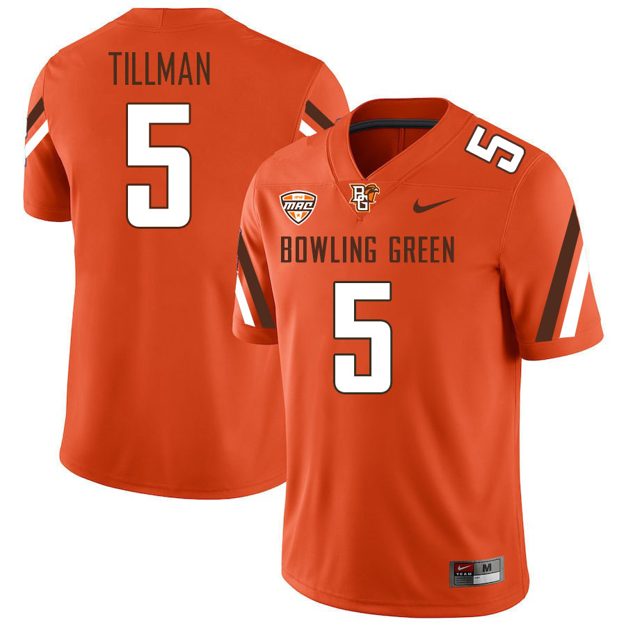 Bowling Green Falcons #5 Jaylon Tillman College Football Jerseys Stitched Sale-Orange